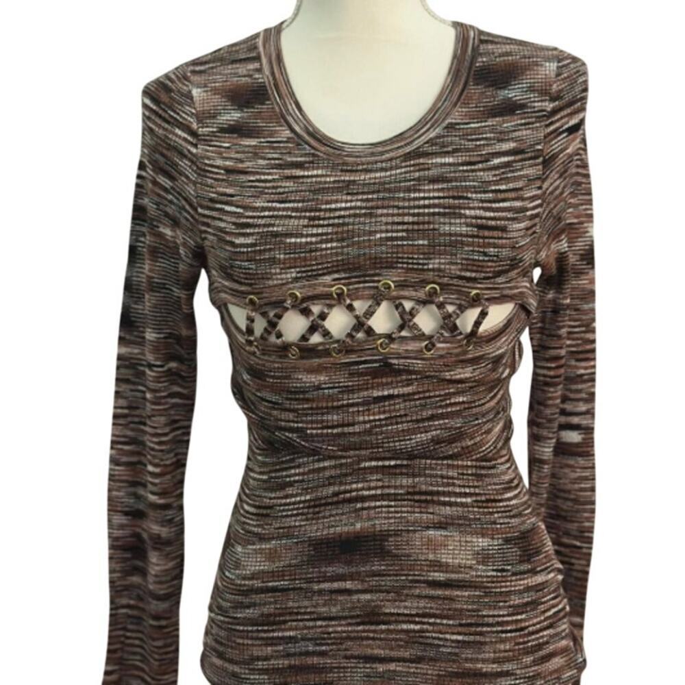 Guess Women Long Sleeve Sweater Shirt Brown - Small